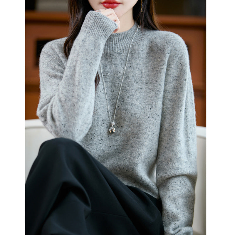 Damen Mélange-Feinstrickpullover mit kurzem Stehkragen und lockerer Silhouette Shop Nory