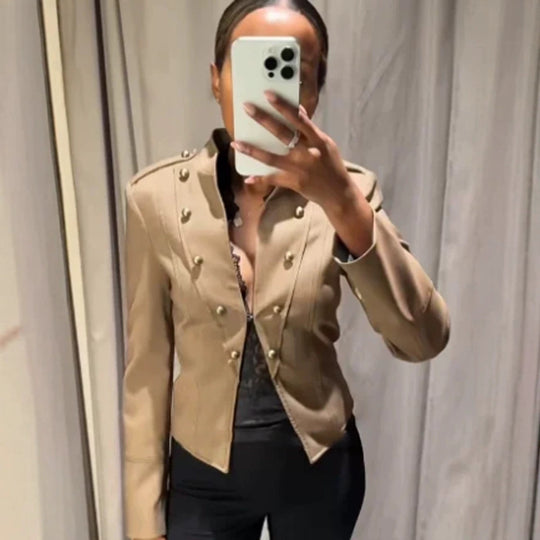 Damen Kurzblazer im Militarystil mit doppelreihigen Zierknöpfen Shop Nory