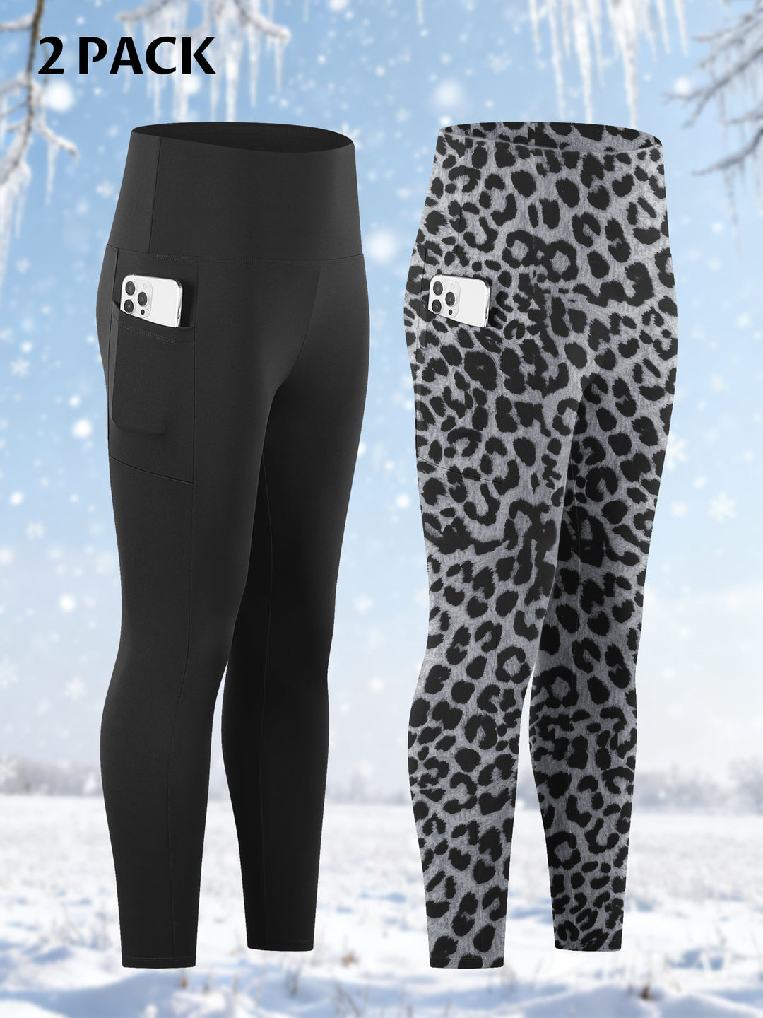 Damen Knöchelhohe Sportleggings mit hohem Bund und seitlicher Smartphone-Tasche Shopy Nory
