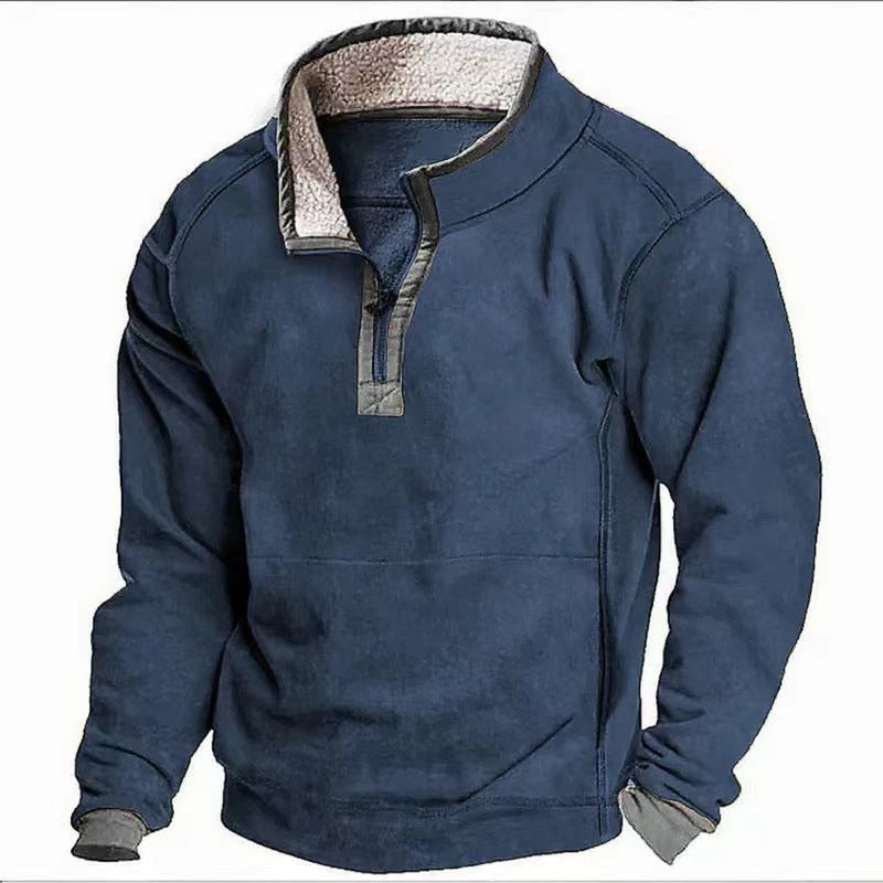 Herren Fleecesweater mit hochgeschlossenem Kragen und praktischem Reißverschluss