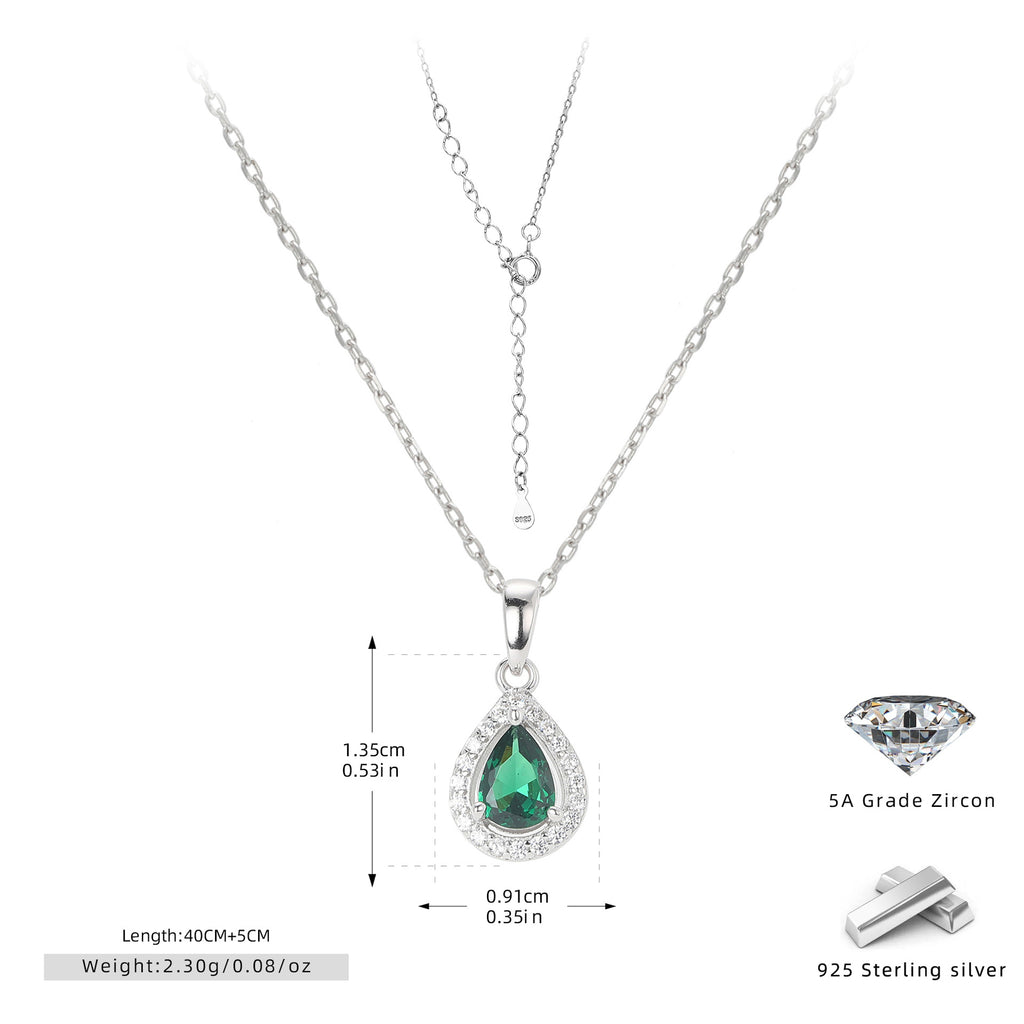 Damen Halskette mit tropfenförmigem Zirkonanhänger aus 925 Sterlingsilber und elegantem Design Shop Nory