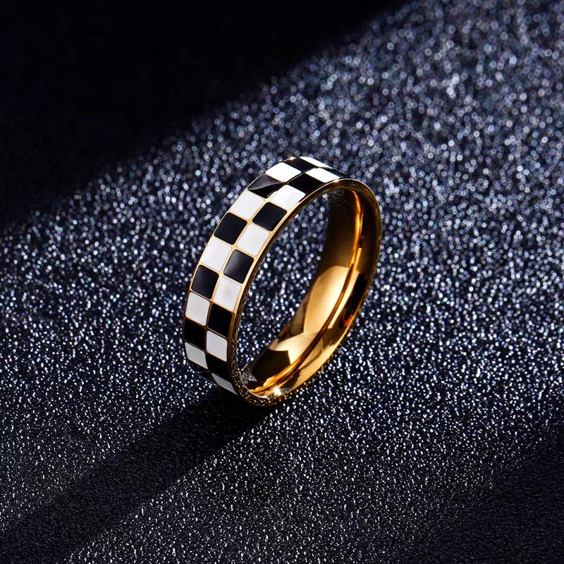 Damen Schachbrettmuster Keramikeinlage Ring Shop Nory
