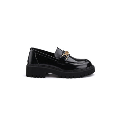 Damen Patentleder‑Plateau‑Loafer mit Goldkettchen und profilierter Lugsohle Shop Nory