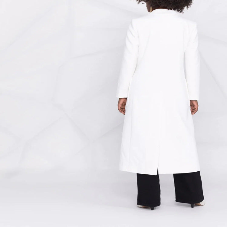Damen Maxilanger taillierter Wollmix-Mantel im Clean-Tailoring mit betonter Schulter Shop Nory