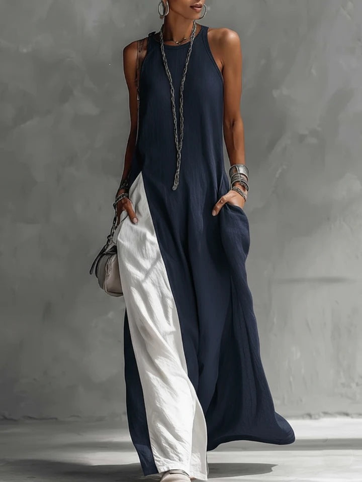 Damen Lässiges Maxikleid mit asymmetrischem Schnitt und tiefem Rückenausschnitt