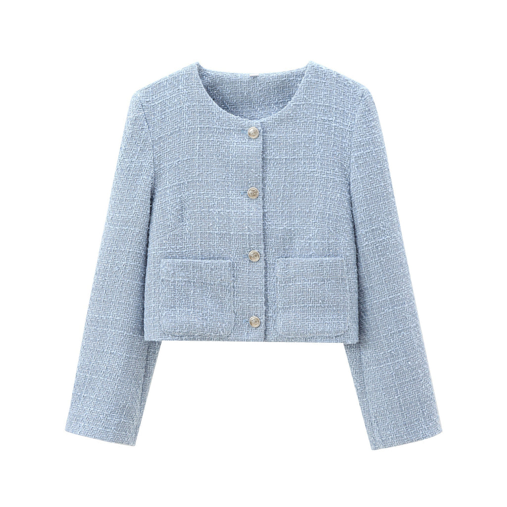 Damen Kurz Geschnittene Designer-Jacke mit Strukturiertem Stoff