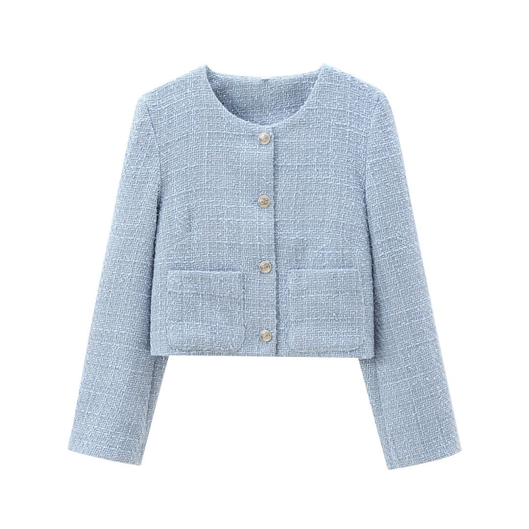 Damen Kurz Geschnittene Designer-Jacke mit Strukturiertem Stoff