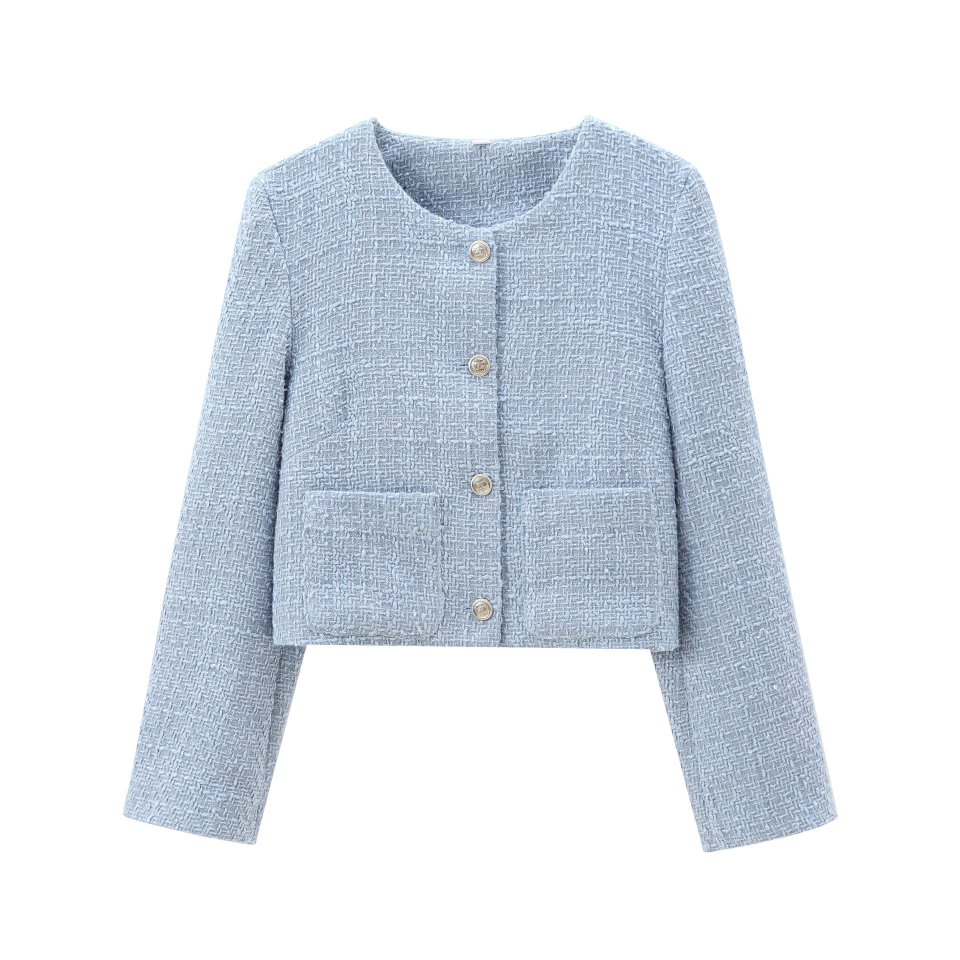 Damen Kurz Geschnittene Designer-Jacke mit Strukturiertem Stoff