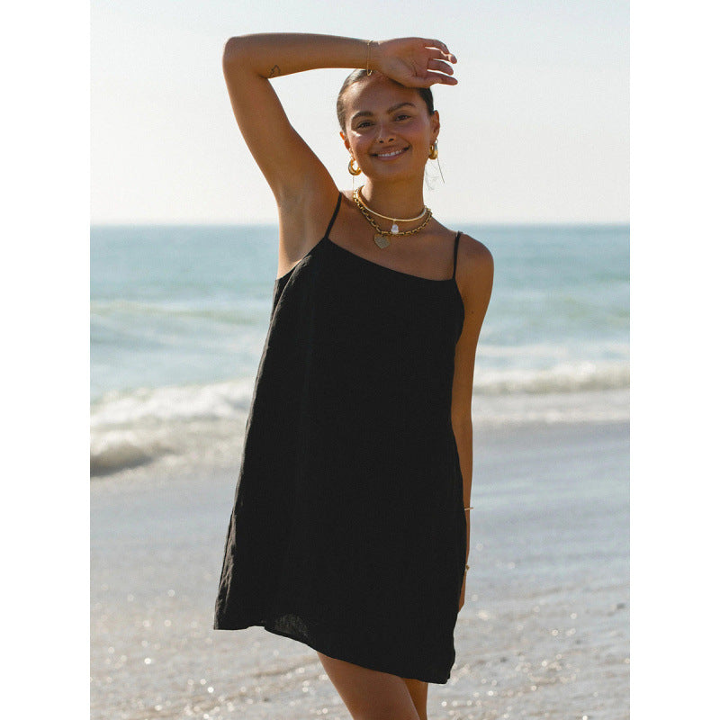Damen Leichtes Sommerkleid mit Spaghetti-Trägern und fließendem Schnitt