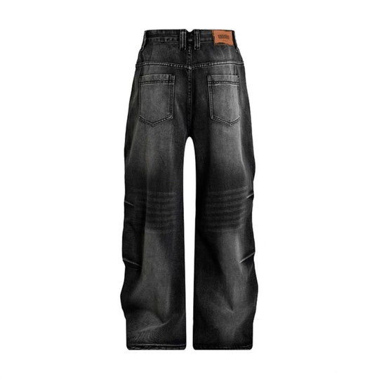 Damen High‑Waist Weite Denim‑Palazzo‑Jeans mit Cargo‑Paspeln und Used‑Waschung Shop Nory