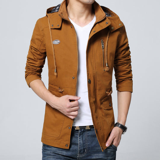 Herren Urbaner Baumwoll-Parka mit Tunnelzug, Brustreißverschluss und geripptem Innenkragen Shop Nory