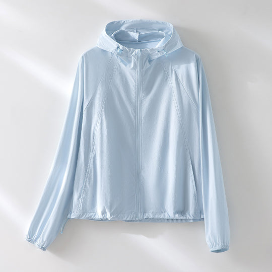 Damen Ultraleichte atmungsaktive Kapuzenjacke mit Raglanärmeln und Reißverschlusstaschen Shop Nory