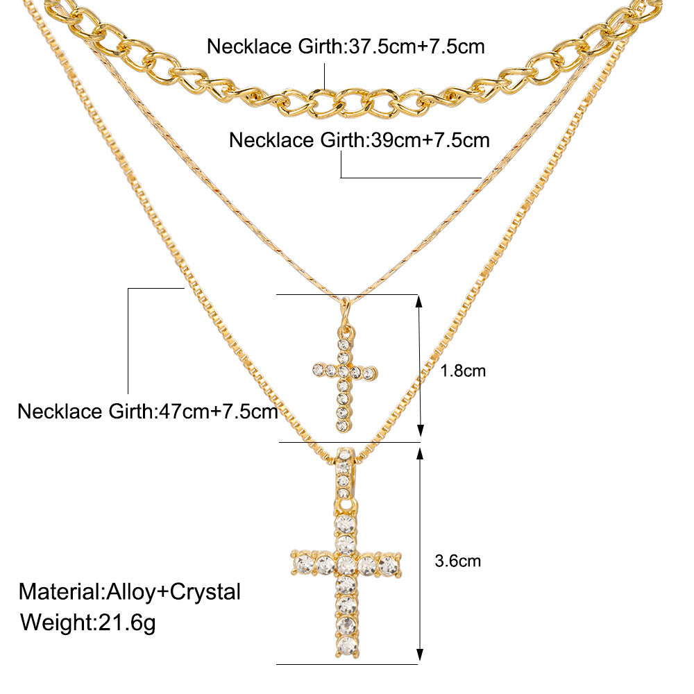 Damen Halsketten Set mit funkelnden Kreuzanhängern und feinen Gliederketten Shop Nory