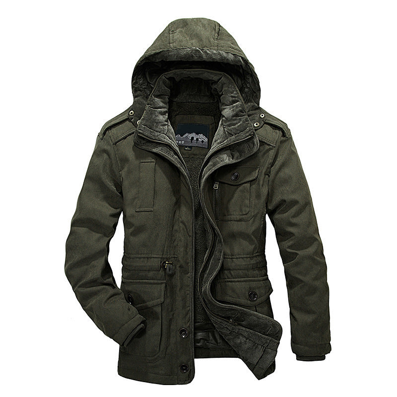 Herren Thermo-Canvas-Parka mit Sherpa-Innenfutter, abnehmbarer Kapuze und Multifunktions-Taschen Shop Nory
