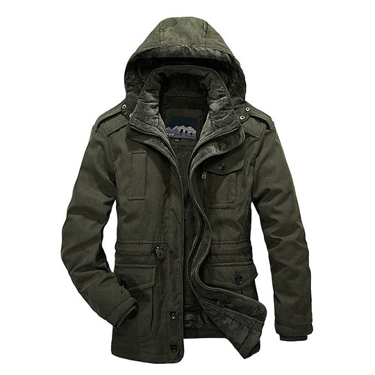 Herren Thermo-Canvas-Parka mit Sherpa-Innenfutter, abnehmbarer Kapuze und Multifunktions-Taschen Shop Nory