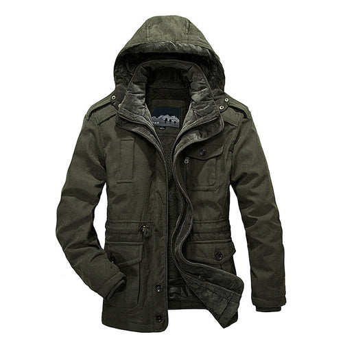 Herren Thermo-Canvas-Parka mit Sherpa-Innenfutter, abnehmbarer Kapuze und Multifunktions-Taschen Shop Nory
