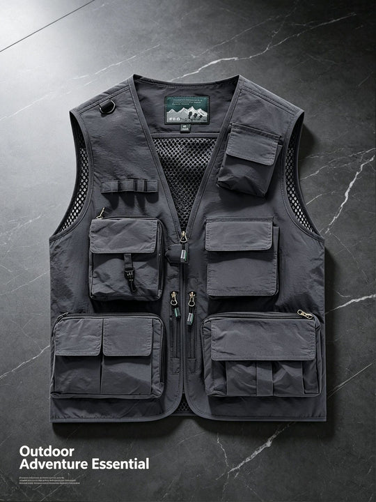 Unisex nan multifunktionale Outdoorweste mit zahlreichen Taschen und Netzfutter