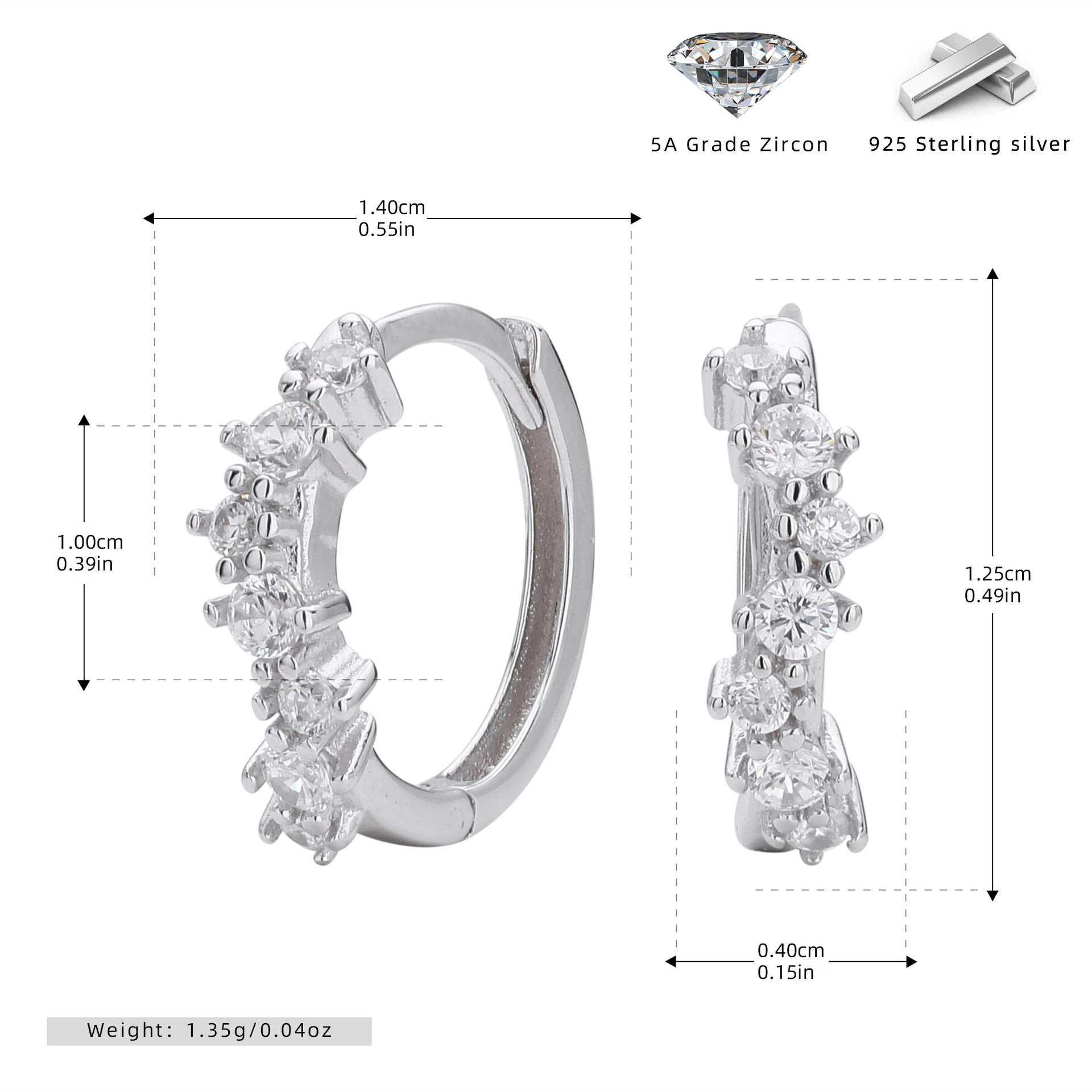 Damen Creolen mit funkelnden Zirkonen und hochwertigem 925 Sterling Silber Shop Nory