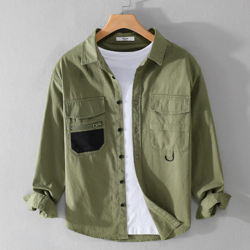 Herren Utility-Overshirt aus Baumwollmix mit Mehrfachtaschen und D-Ring Shop Nory