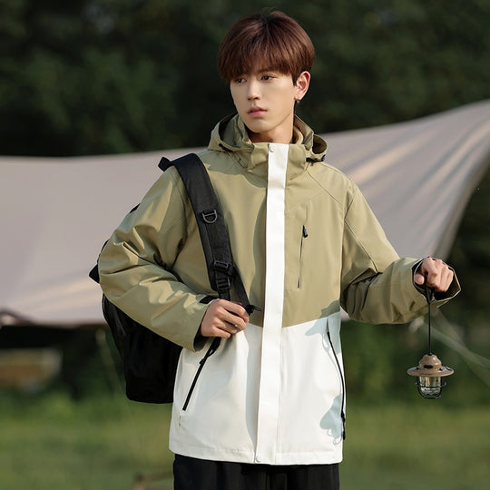 Herren Zweifarbige Wind- und Wasserabweisende Softshelljacke mit Kapuze Shop Nory
