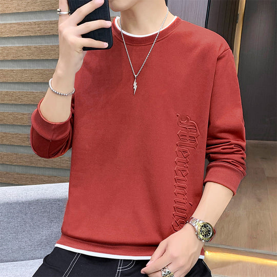 Herren Casual‑Sweatshirt mit seitlicher 3D‑Prägung, Rundhalsausschnitt und Rippbündchen Shop Nory