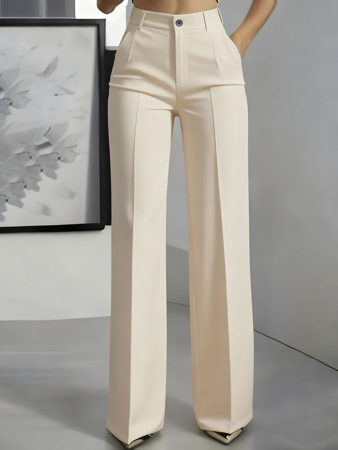 Damen Hochtaillierte Bundfalten‑Hose mit weitem Bein und Bügelfalte Shop Nory