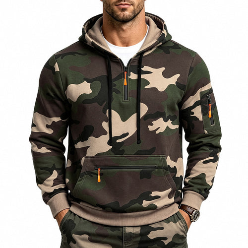 Herren Camouflage-Trainingsset mit Kapuzenpullover und Cargo-Jogginghose Shop Nory