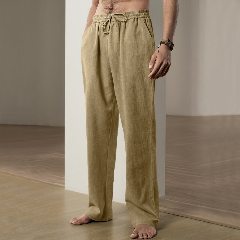 Herren nan leichte Relaxhose aus Leinenmix mit elastischem Tunnelzugbund und geradem Bein Shop Nory
