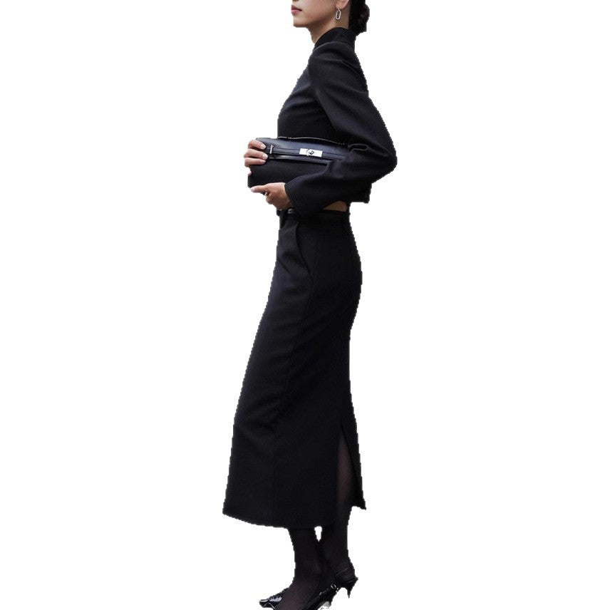 Damen Elegantes Etuikleid mit schmalem Stehkragen und Reißverschluss Shopnory
