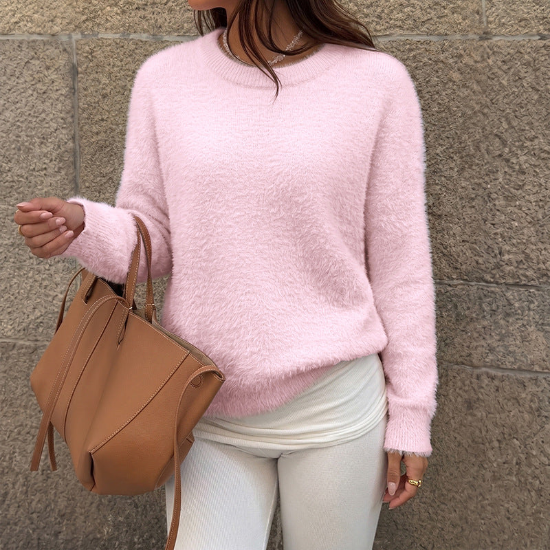Damen Weicher Strickpullover mit Rundhalsausschnitt Shop Nory