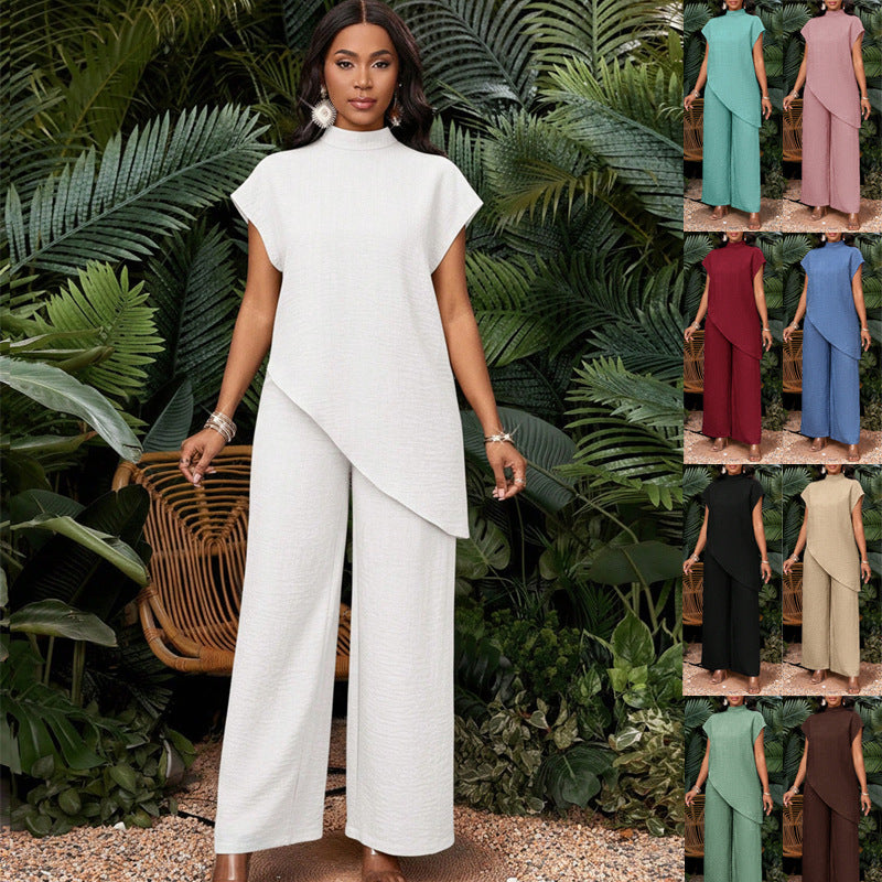 Damen Zweiteiliges Set mit asymmetrischer Tunika und weiten Palazzo-Hosen Shop Nory
