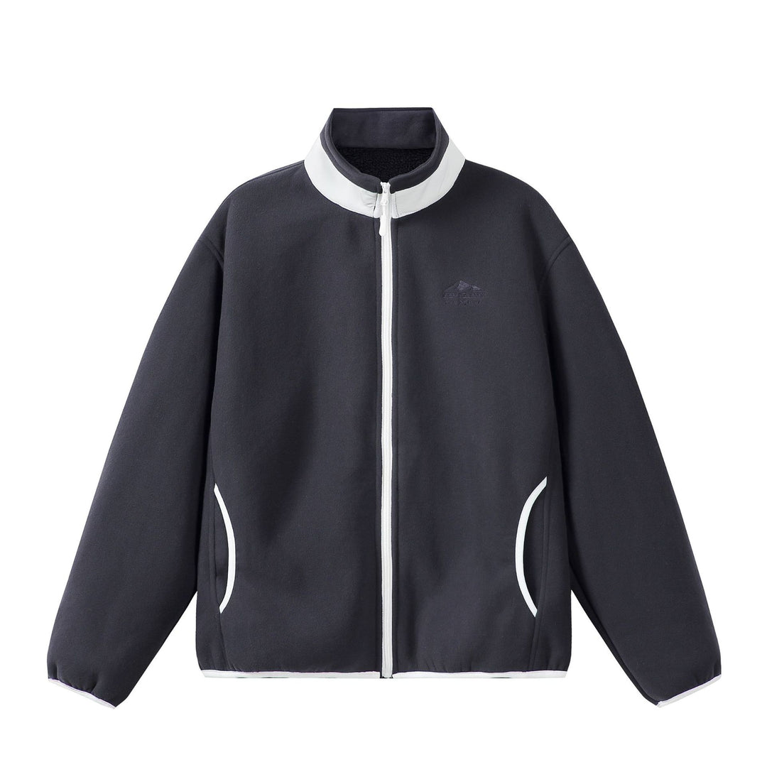 Unisex Oversize Fleece-Zipjacke mit Stehkragen und Kontrastpaspel Shop Nory