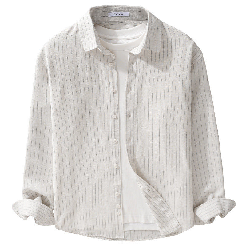 Herren Leichtes Nadelstreifen-Overshirt aus Leinen-Baumwollmix Shop Nory