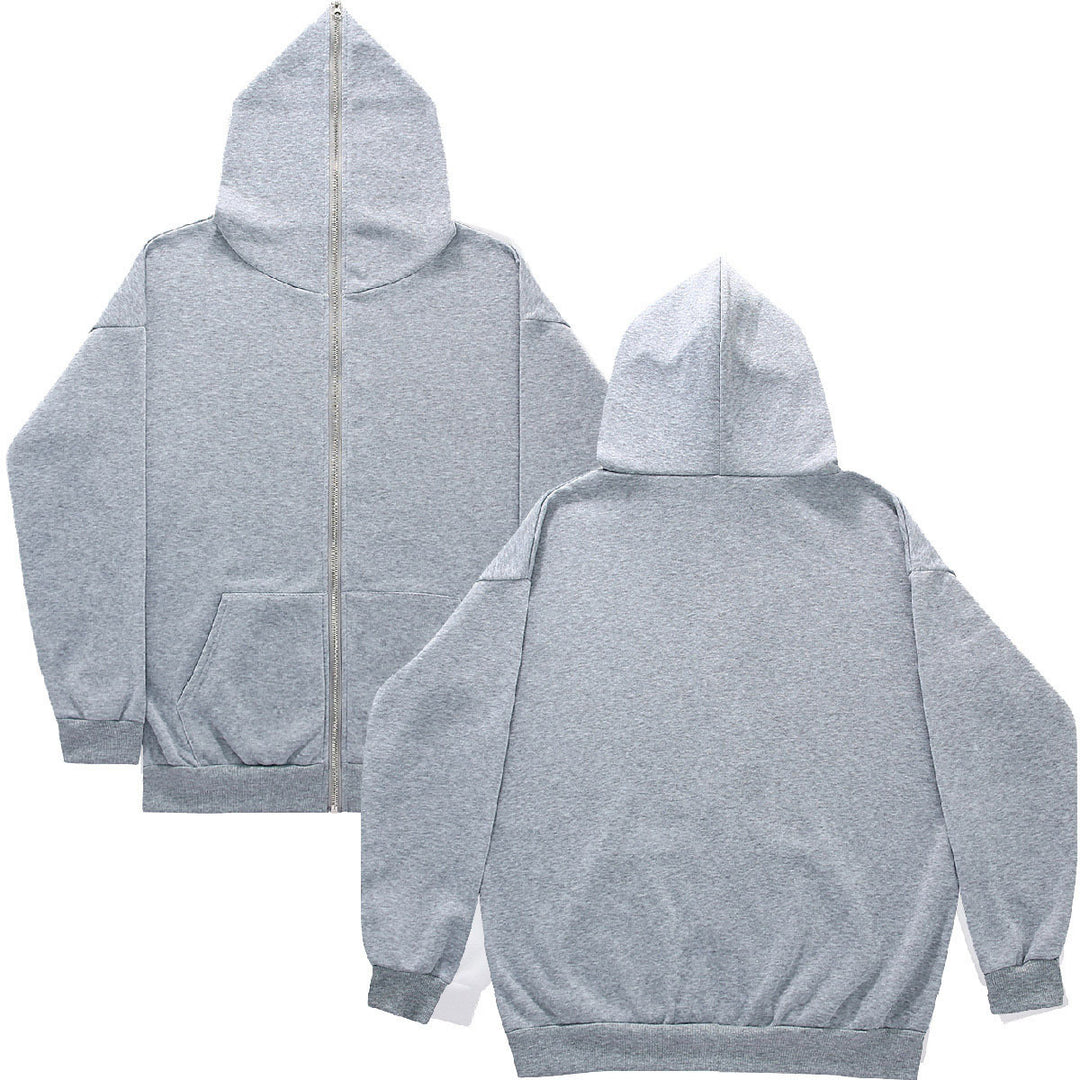 Unisex Zip-Hoodie mit durchgehendem Reißverschluss bis in spitze Kapuze, Kängurutasche und gerippten Bündchen Shop Nory