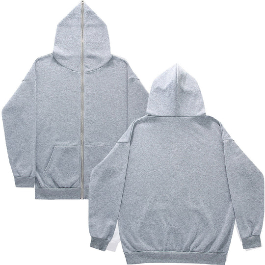 Unisex Zip-Hoodie mit durchgehendem Reißverschluss bis in spitze Kapuze, Kängurutasche und gerippten Bündchen Shop Nory