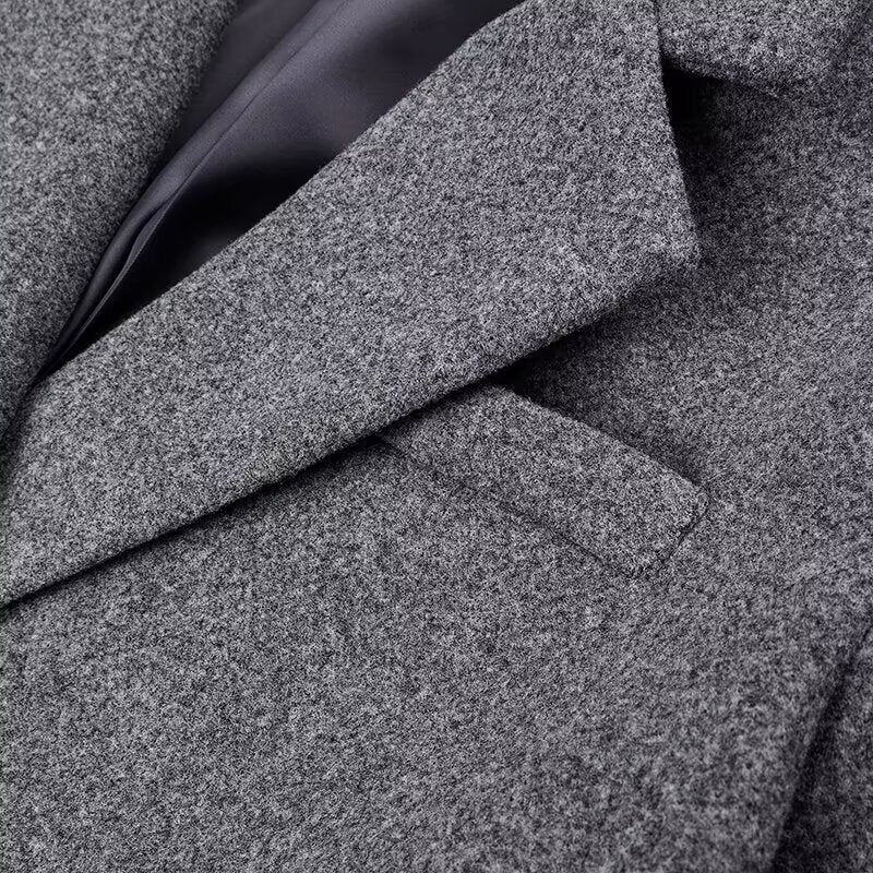 Damen Langmantel aus Wollmix mit Oversize-Silhouette, Schalkragen und aufgesetzten Taschen Shop Nory