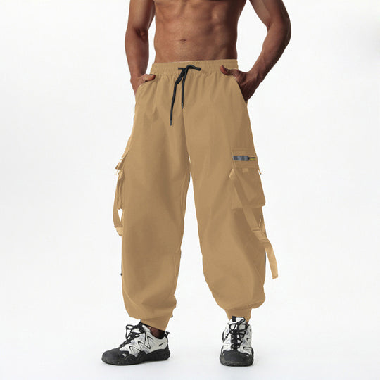 Herren Utility-Cargo-Jogginghose mit Tunnelzug, Beinschnallen & Mehrfachtaschen Shop Nory