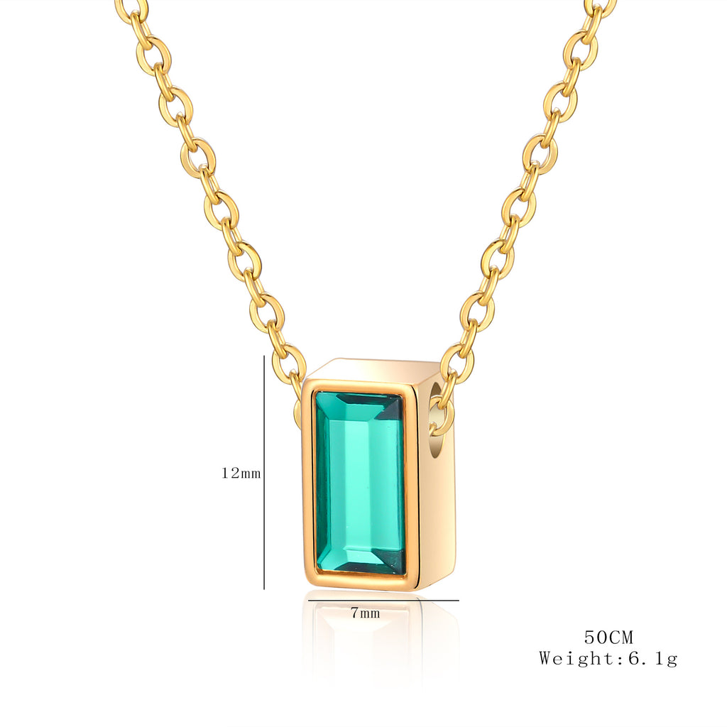 Damen Halskette mit elegantem rechteckigem Anhänger und funkelndem Stein Shop Nory