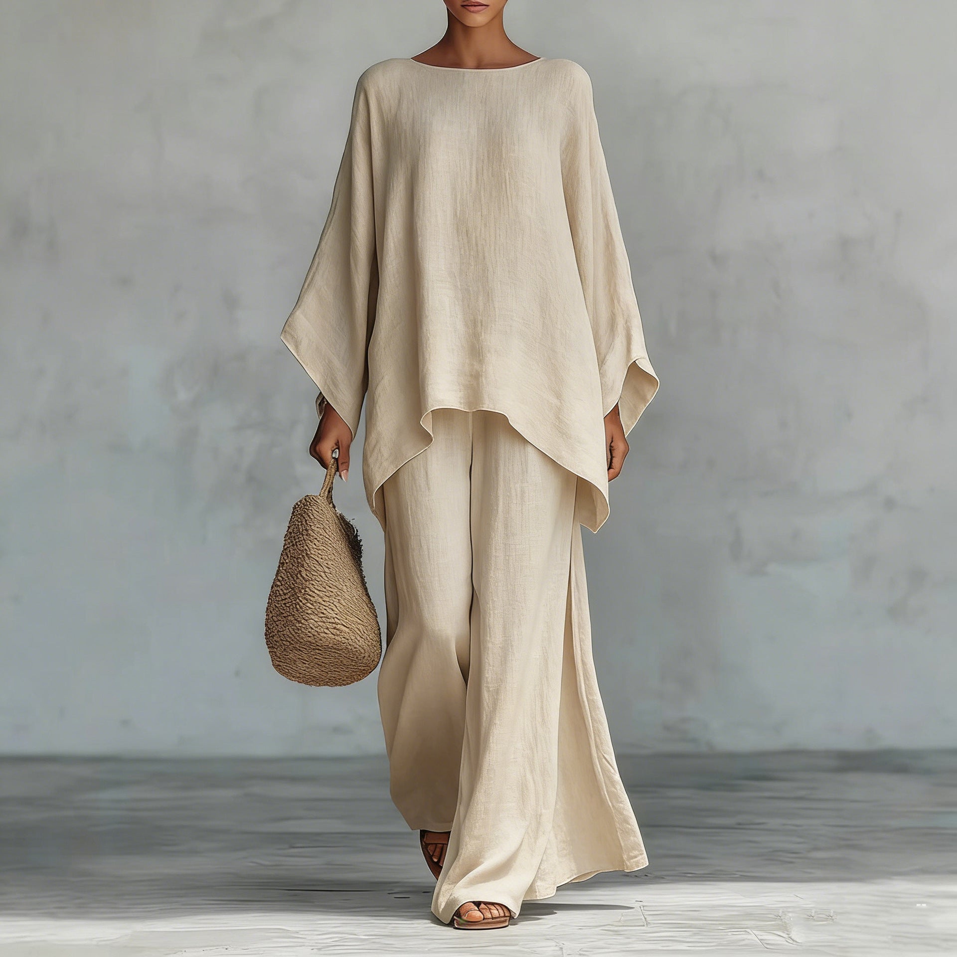 Damen luftiges Set aus weichem Stoff mit weitem Schnitt