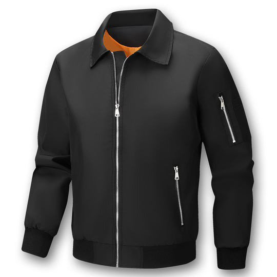 Herren Leichter Twill-Bomber mit kontrastierendem Futter, Reißverschlusstaschen und Ärmeltasche Shop Nory