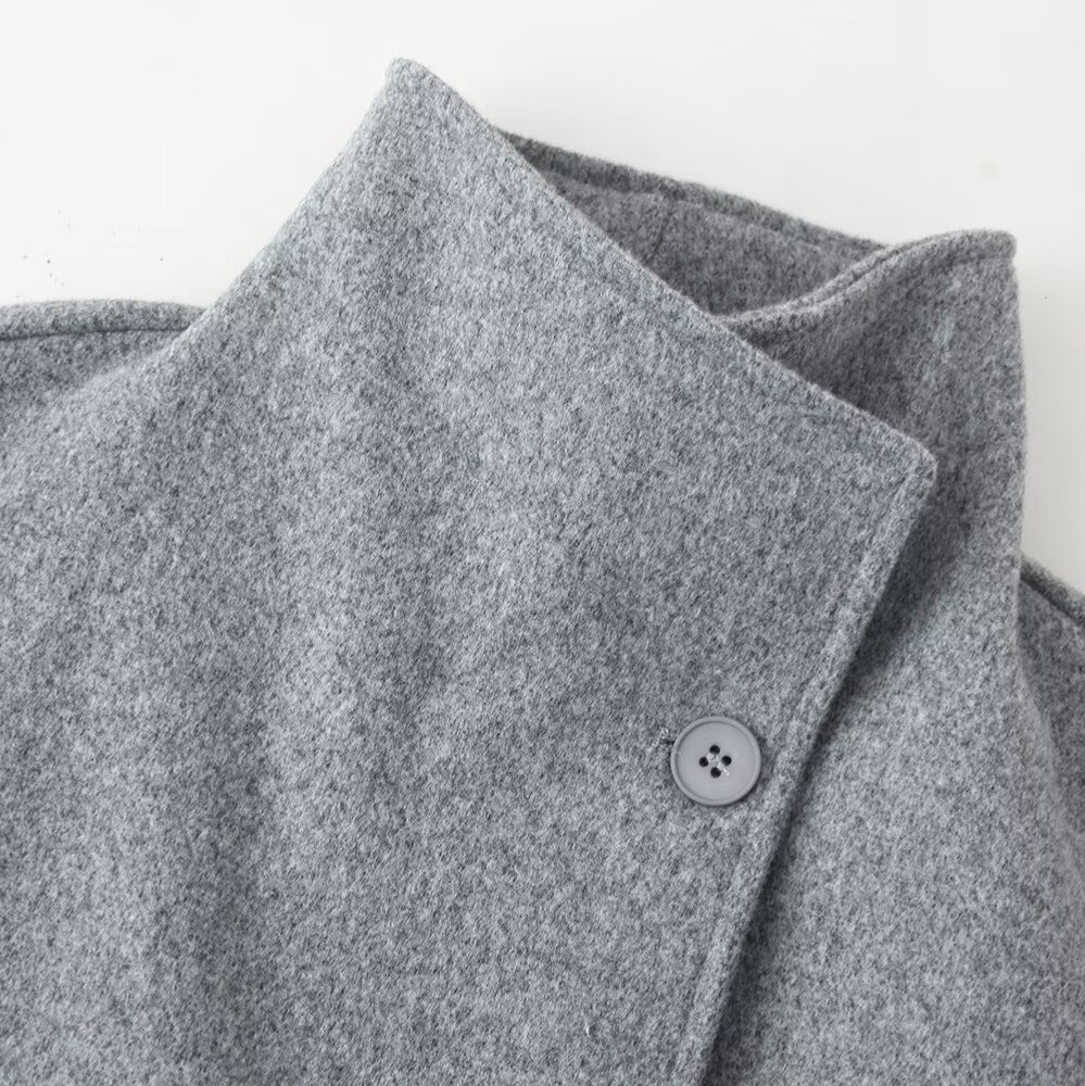 Damen Boxy Doppelreiher-Kurzmantel aus Wollmix mit Stehkragen Shop Nory