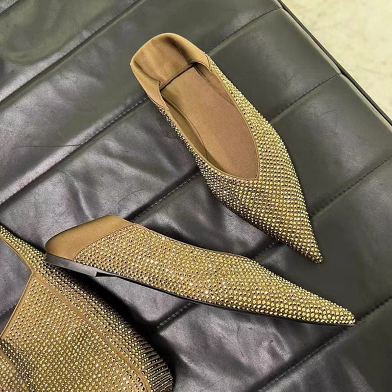Damen Elegante spitz zulaufende Slipper‑Ballerinas mit Strassnetz und gepolstertem Komfortfußbett Shop Nory