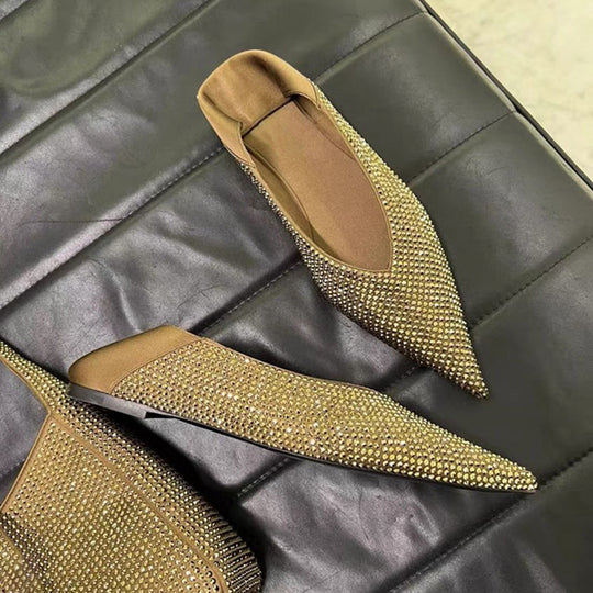 Damen Elegante spitz zulaufende Slipper‑Ballerinas mit Strassnetz und gepolstertem Komfortfußbett Shop Nory