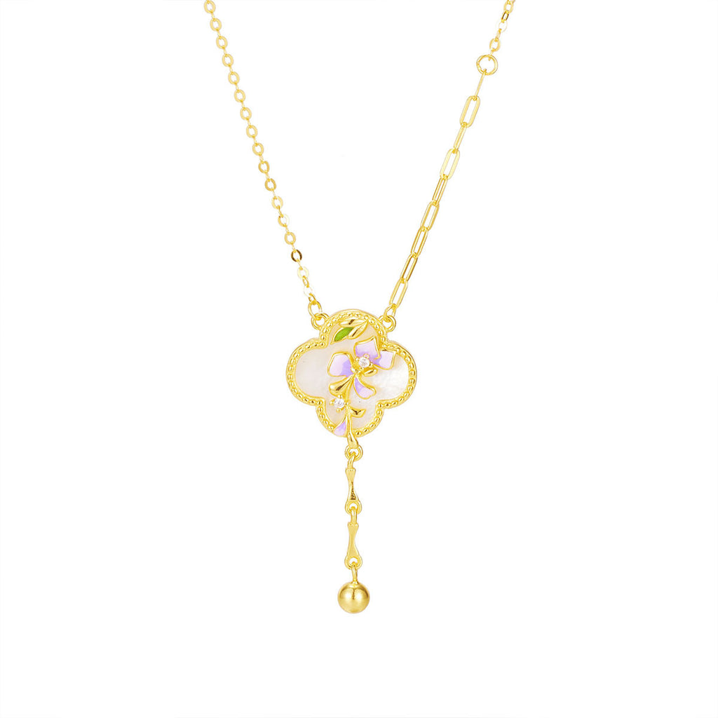 Damen elegante Halskette mit filigranem Blumenmuster und Zirkonia Shop Nory