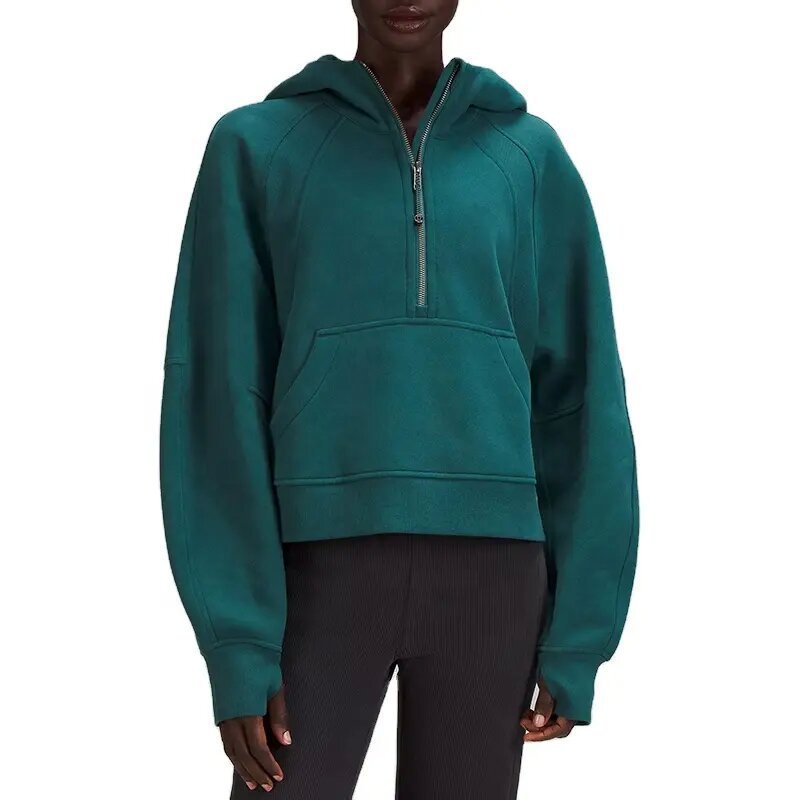 Damen Oversize-Hoodie mit halbem Reißverschluss, Kängurutasche und Daumenlöchern Shop Nory