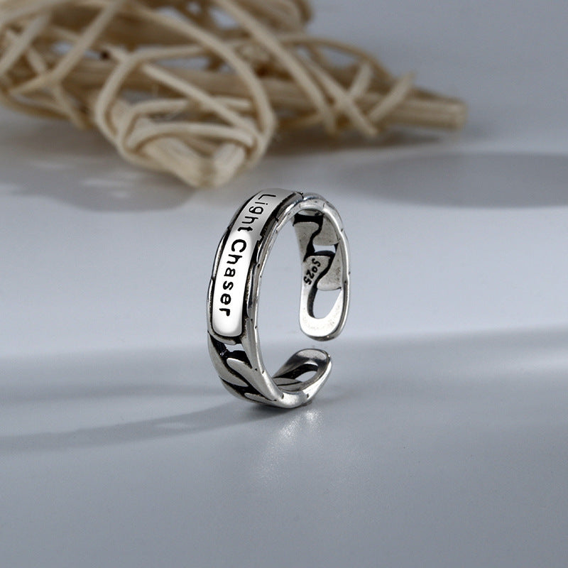 Damen Offener Ring mit kunstvollem Schriftzug und geschwungenem Design Shop Nory