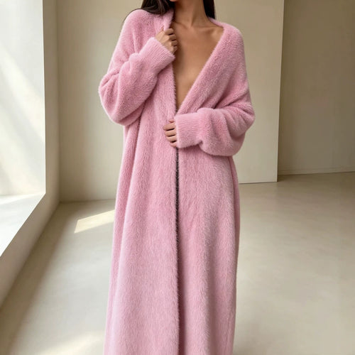 Damen Langer Übergroßer Maxi-Strickcardigan mit offener Front Shop Nory