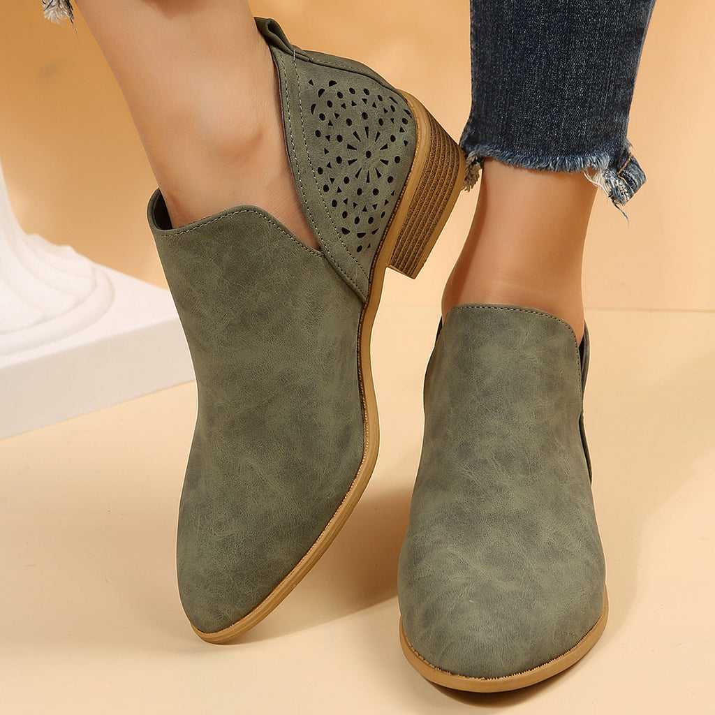 Damen Elegante Ankle Boots mit luftiger Lochmuster-Optik