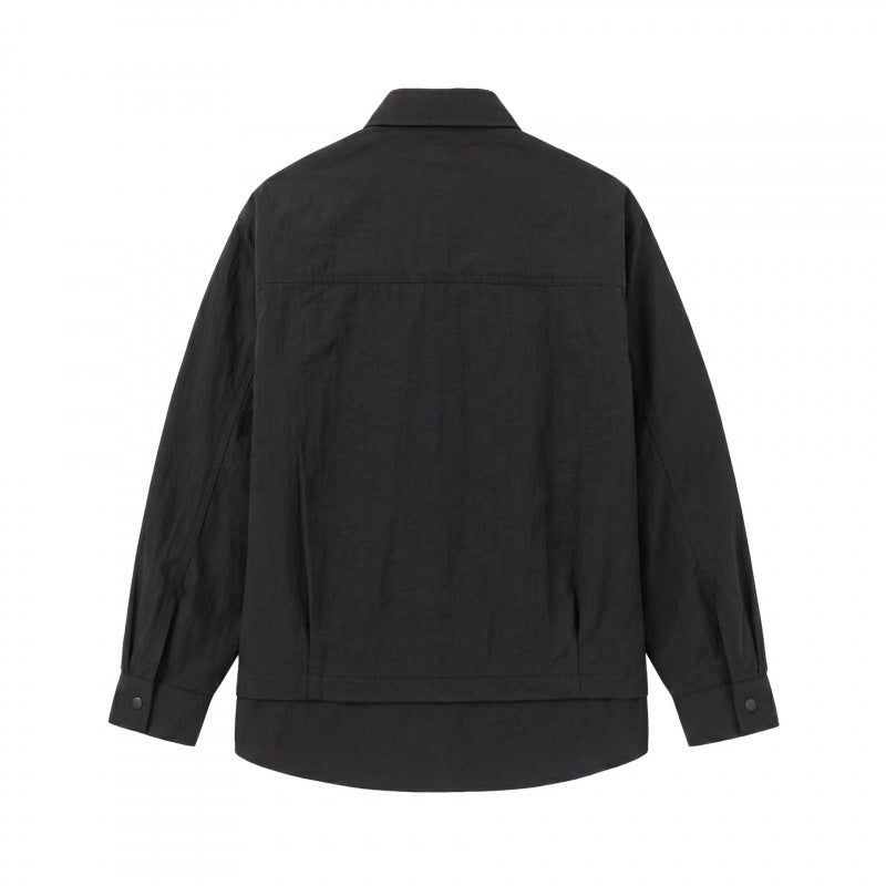 Unisex Oversize-Hemdjacke mit zweilagigem Saum, Brustpaspeltasche und strukturierter Baumwollmischung Shop Nory