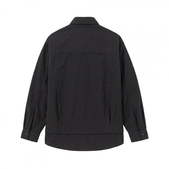 Unisex Oversize-Hemdjacke mit zweilagigem Saum, Brustpaspeltasche und strukturierter Baumwollmischung Shop Nory